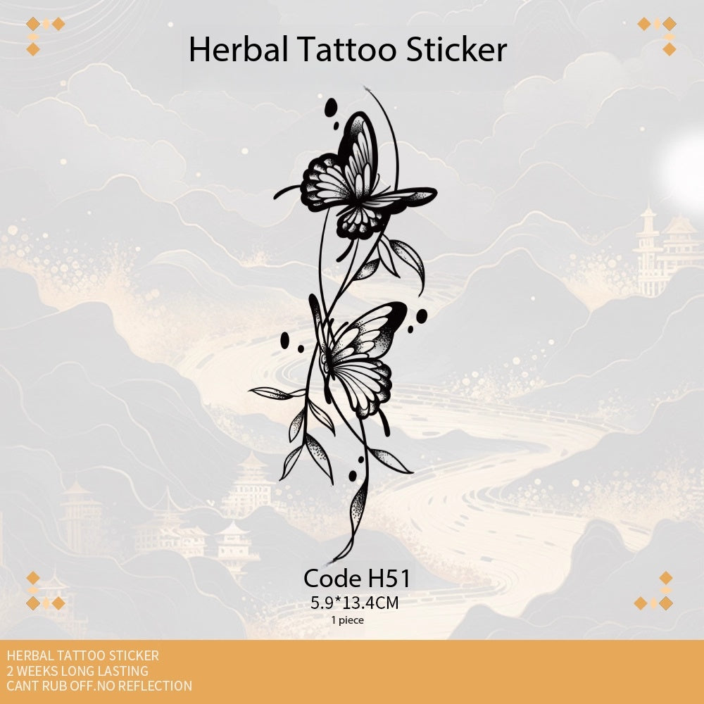 Butterfly Herbal Juice Tattoo Sticker Waterproof Anti-Rub Long-lasting Women's High Sense Fashion Fried Street Delicate Pattern Waist