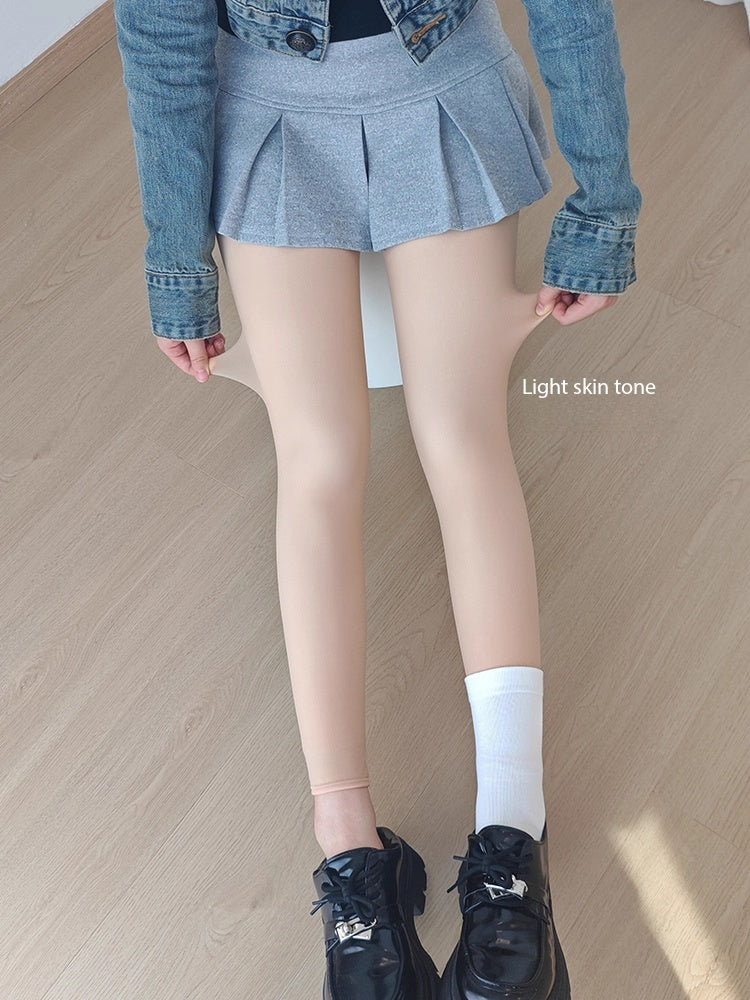 Autumn&winter thermal skin-tone leggings bare-leg looking nude-colored stockings and fleece-lined and thickened leggings for women, thick for autumn and winter, 2025 new style, super natural appearance
