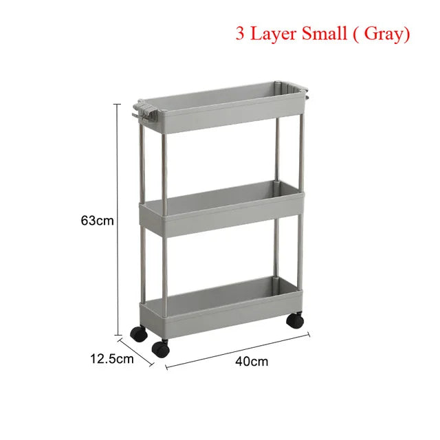 4 Layer Gap Holder Kitchen Storage Rack Fridge Side Shelf Removable with Wheels Bathroom Organizer Space Saving Shelf