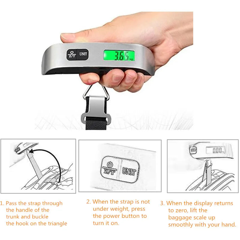 50kg/110lb Digital Luggage Scale 40Kg*10g Hanging Scale With Backlight Electronic Portable Suitcase Travel Weighs Hanging Scales