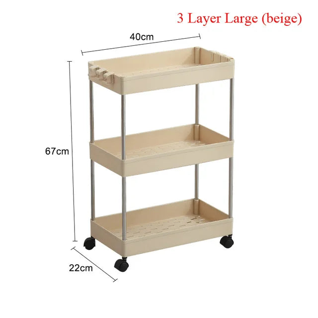 4 Layer Gap Holder Kitchen Storage Rack Fridge Side Shelf Removable with Wheels Bathroom Organizer Space Saving Shelf