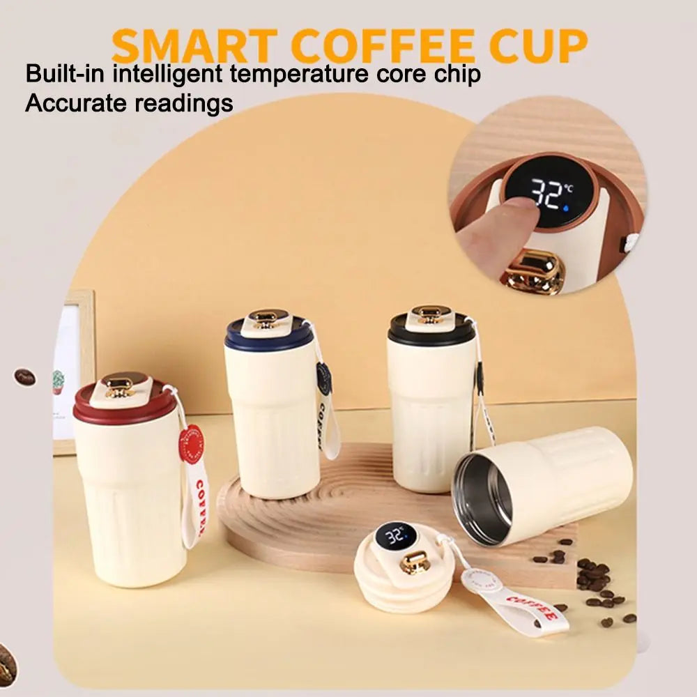 Gift 450ML Thermal Water Bottle Portable Large Capacity Coffee Thermos Cup Digital Intelligent Drinking Bottle Kitchen Supplies