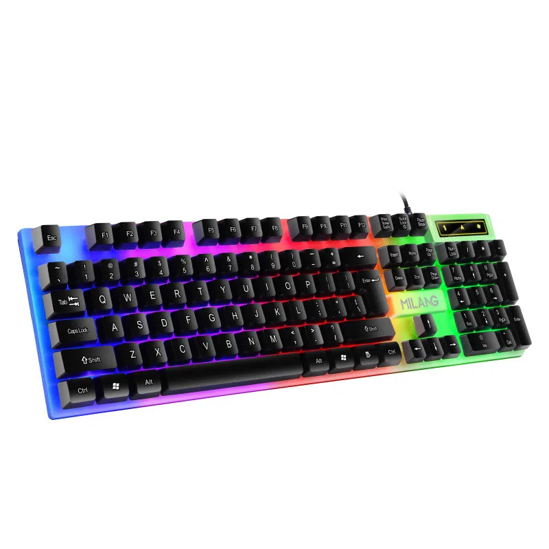 Gaming Keyboard Wired Keyboard Mechanical Keyboard 104 Keys Floating Button Rainbow Backlight Keyboard for Laptop PC Accessories