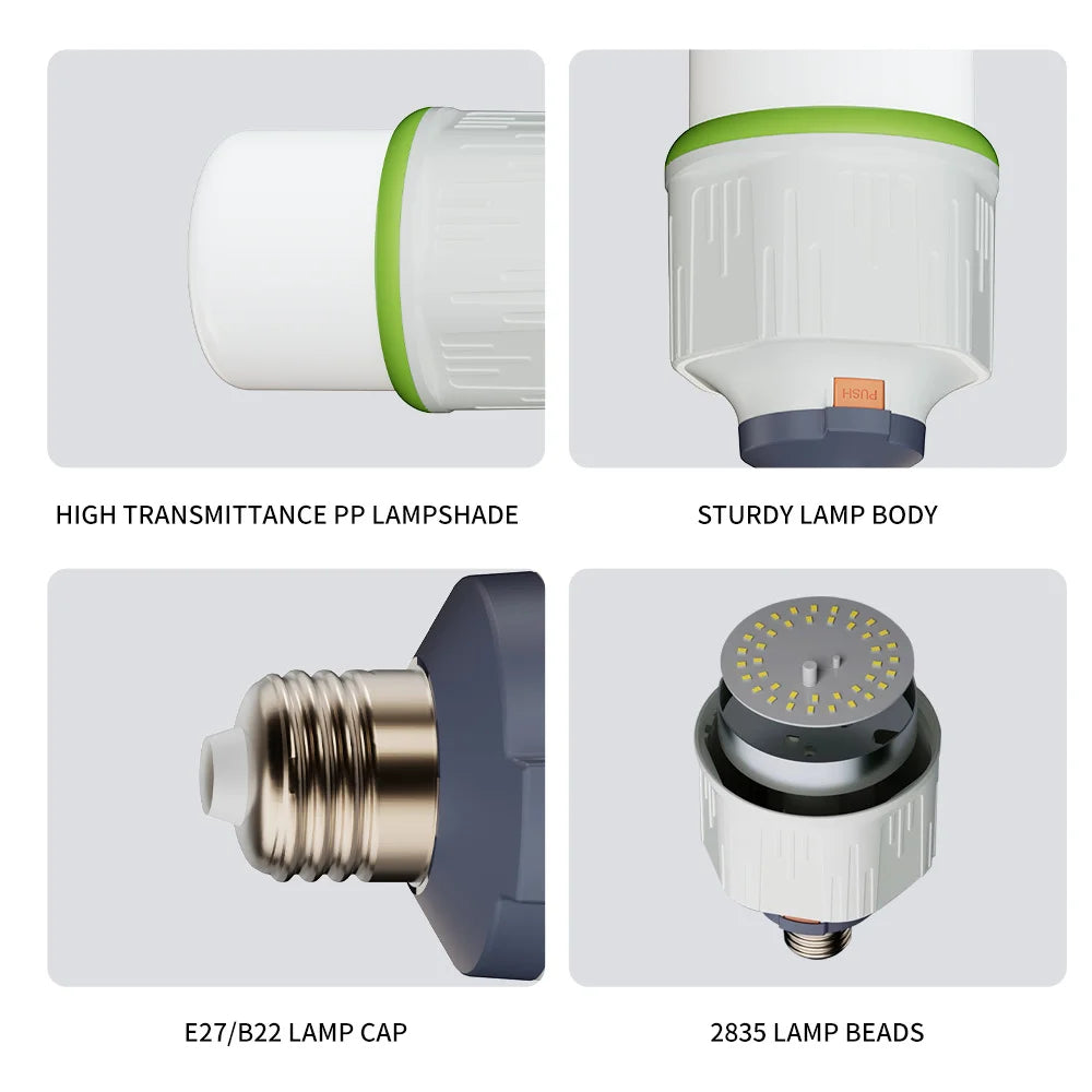 Rechargeable LED bulb high brightness emergency light hook camping fishing portable home emergency blackout lantern night light