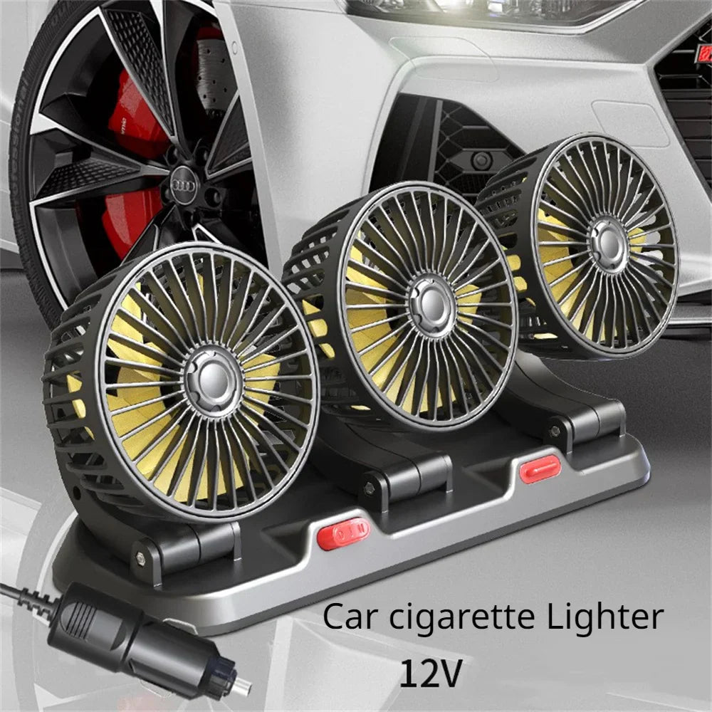 12v Automotive fan Car Fan 24v 360° Adjustable 3 Head Air Fan Low Noise Multifunctional Temporary Parking Card Auto Vehicles fan