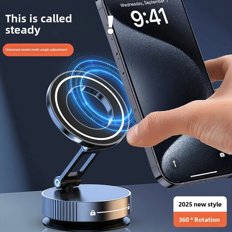 Vacuum Magnetic Car Phone Holder Foldable Suction Cup Mirror Gym Bath Shower Stand for IPhone 16 15 14 13 12 11 Xiaomi Samsung