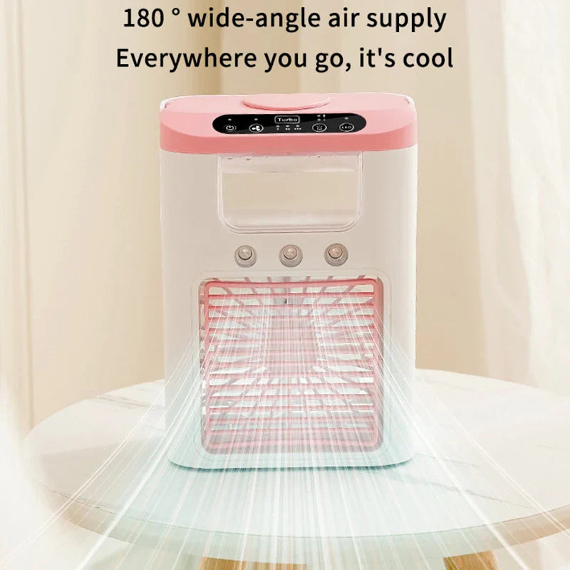 New mini portable three spray household humidifier fan, USB spray fan, LED night light, air cooler, desktop air cooler
