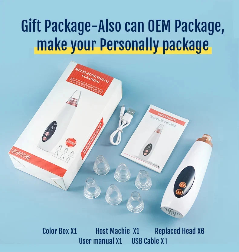 Blackhead Remover Pore Vacuum Electric Comedone Acne Extractor Kit Facial Pore Deep Cleaner USB Rechargeable Skin Care Tools