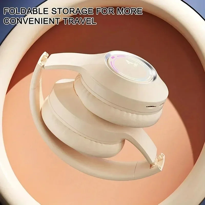 M3 Light-emitting Bluetooth Headset Folding Led Card Wireless Headset Type-C Charging Multi-scene Use Game Office