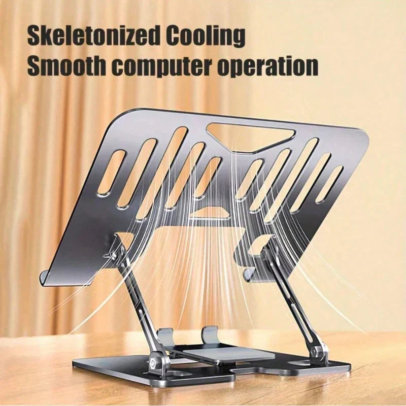 Heat Dissipation and Anti Slip Portable Foldable Dual Axis Adjustable Height Stable Stand for Mobile Phones Laptops and Tablets