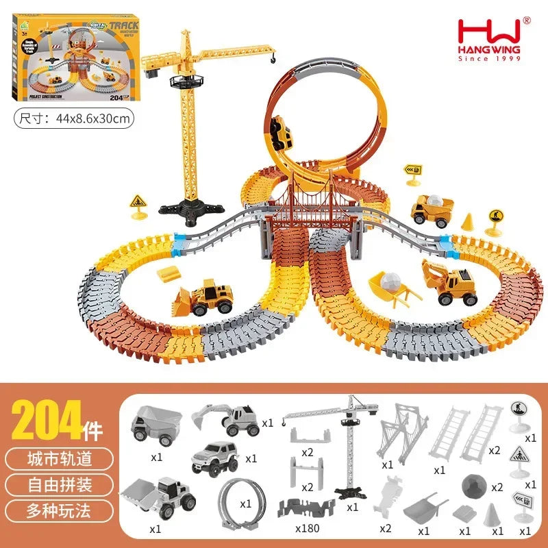 Children's Track Car Toys Boy DIY Versatile Assembly Electric Dinosaur Roller Coaster Amusement Park
