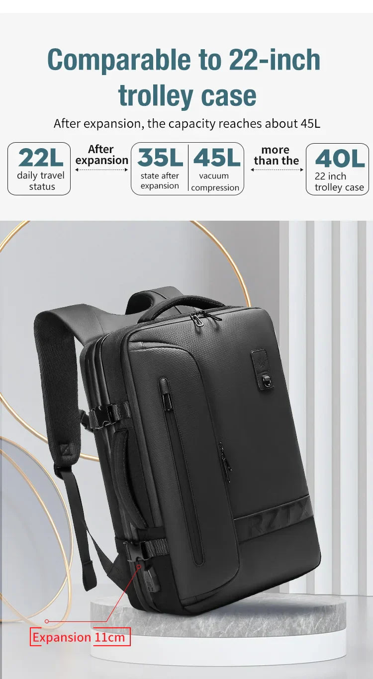 Travel Men Expanded Laptop Backpack vacuum compression hiking Backpack USB charging Business Large Capacity Backpack For Pumps