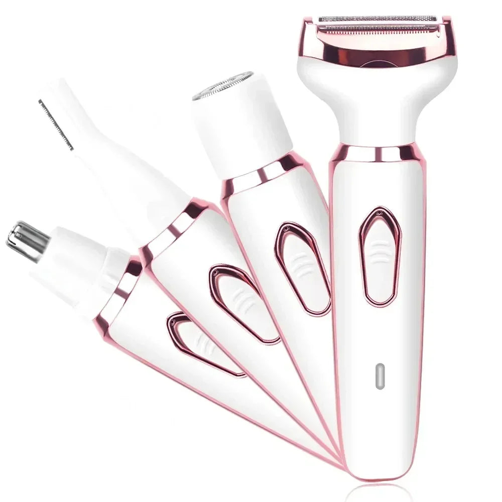 4 in 1 Electric Epilator Bikini Eyebrow Nose Women Lady Facial Hair Removal Trimmer Face Body Painless Female Shaver Depilator