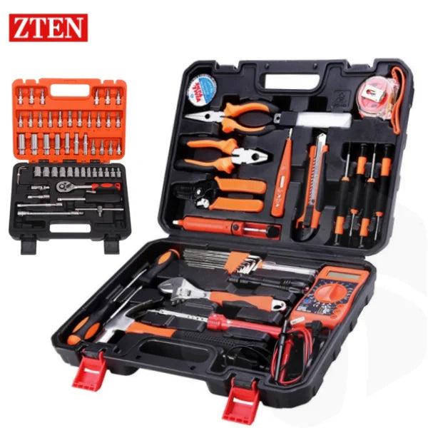9-piece household and car hardware tool box set Small multi-function combination tool repair hand tool set