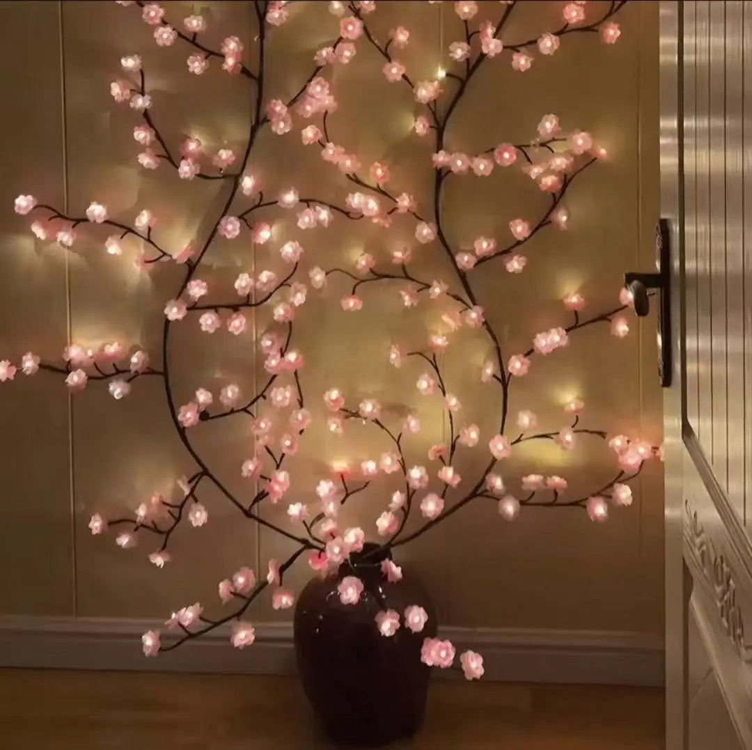 72/96 LED USB cherry blossom vine string lights with 8-mode DIY plastic flower theme for parties weddings outdoor decoration