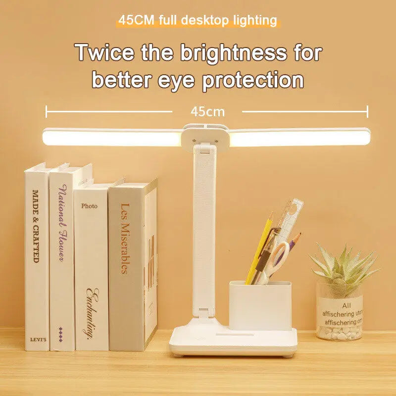 LED Desk Lamp Touch Dimming Table Lamp USB Charging Foldable With Pen Holder Night Light For Bedroom Student Study Reading
