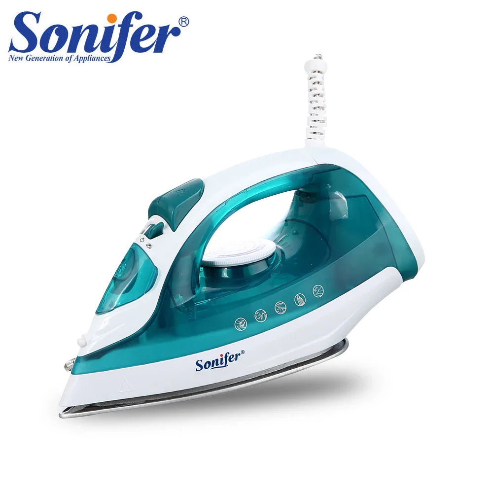 Sonifer Steam Iron 1600W Fast Heating 160ml Water Tank Travel Iron Upright Steam Adjustable Steam Self-Cleaning Ceramic Soleplat