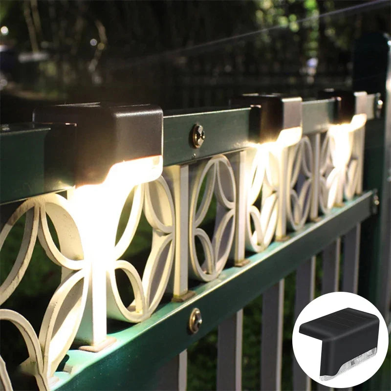 4PCS Solar Deck Light Outdoor Waterproof Solar Power Garden Lamps for Railing Stairs Step Fence Yard Patio Pathway