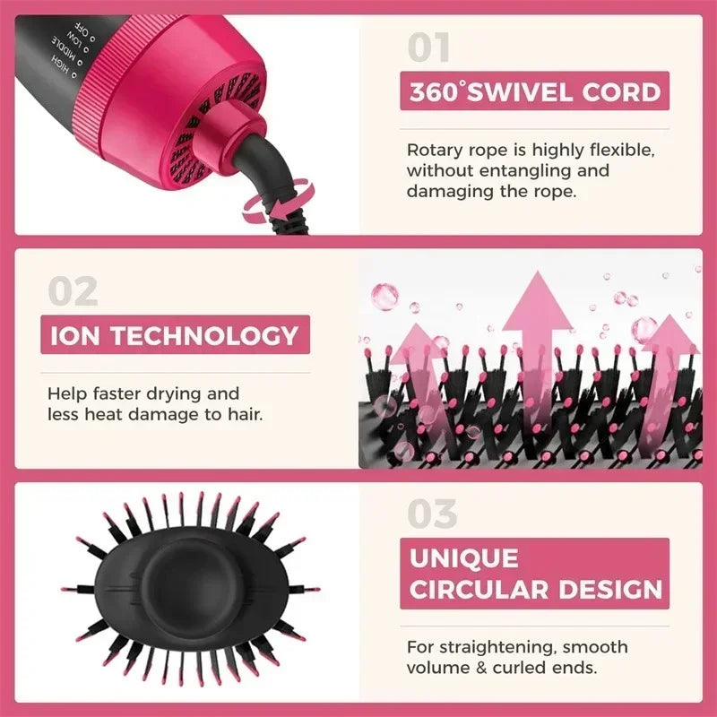 Four-in-one hot air brush; multi-functional lazy hairdryer; negative ion curling iron; hair beauty straightening combhair curler