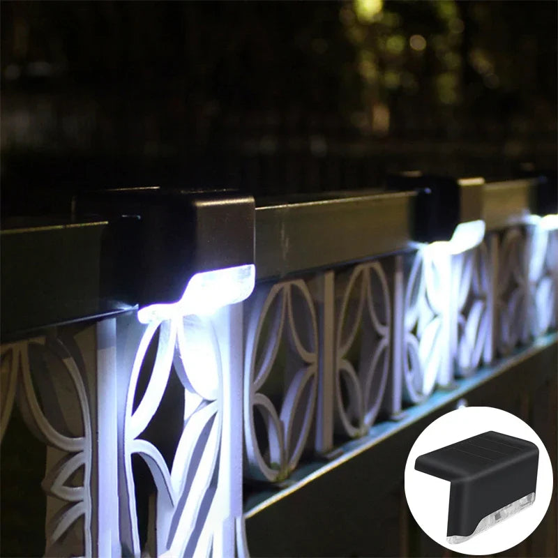 4PCS Solar Deck Light Outdoor Waterproof Solar Power Garden Lamps for Railing Stairs Step Fence Yard Patio Pathway