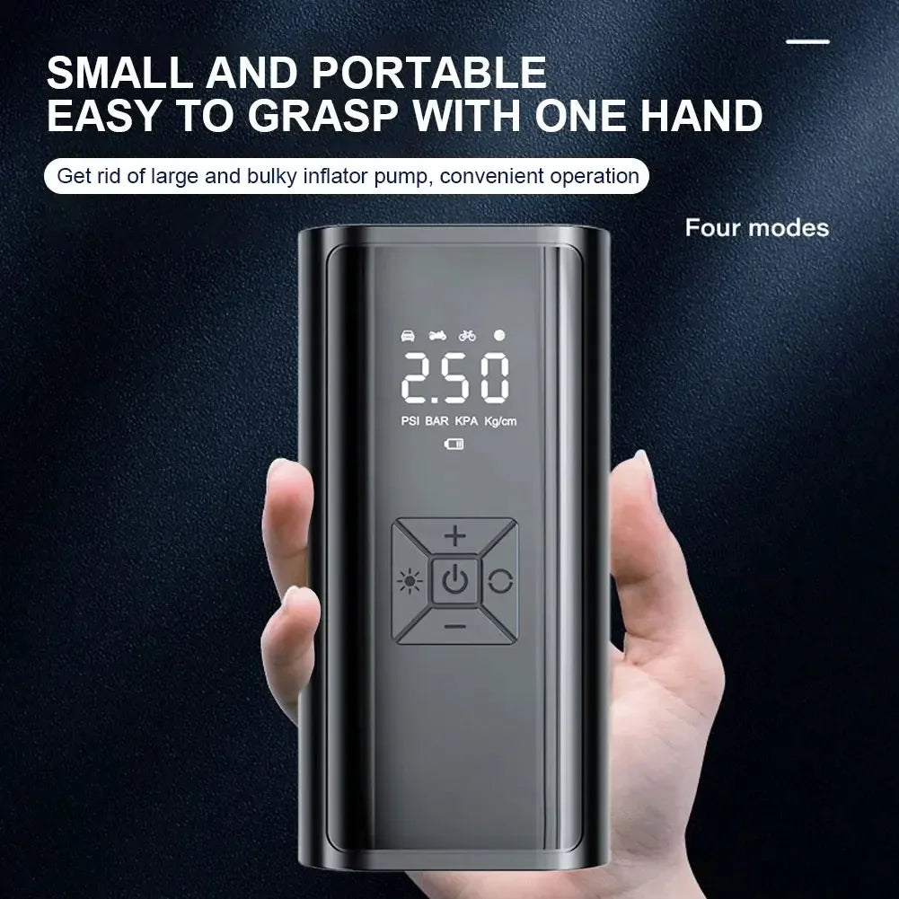 SUITU 120W Handheld Car Tire Inflator. It can be a wired inflator without a battery or a wireless inflator with a battery