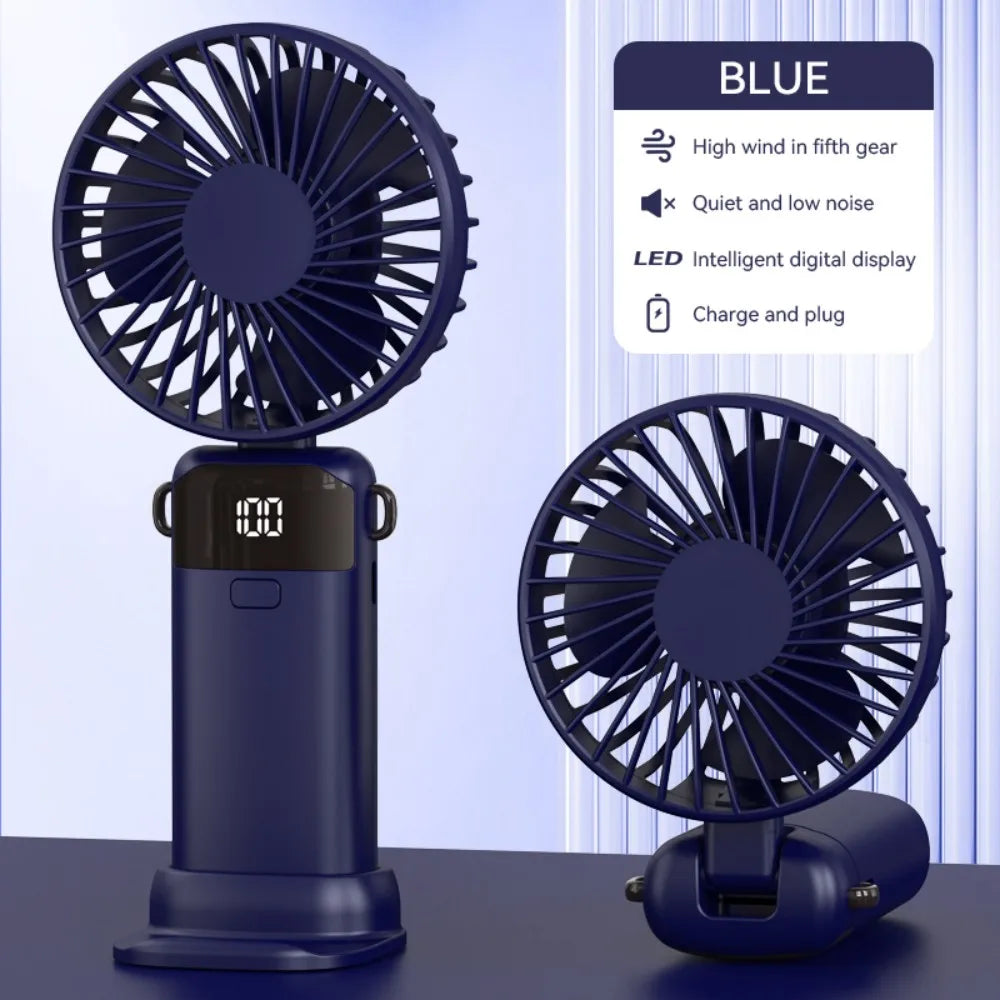 Portable Mini Fan USB Outdoor Handheld Fan with Desktop Phone Holder 3Wind Adjustments Long Working Life Multi-function Mini Fan