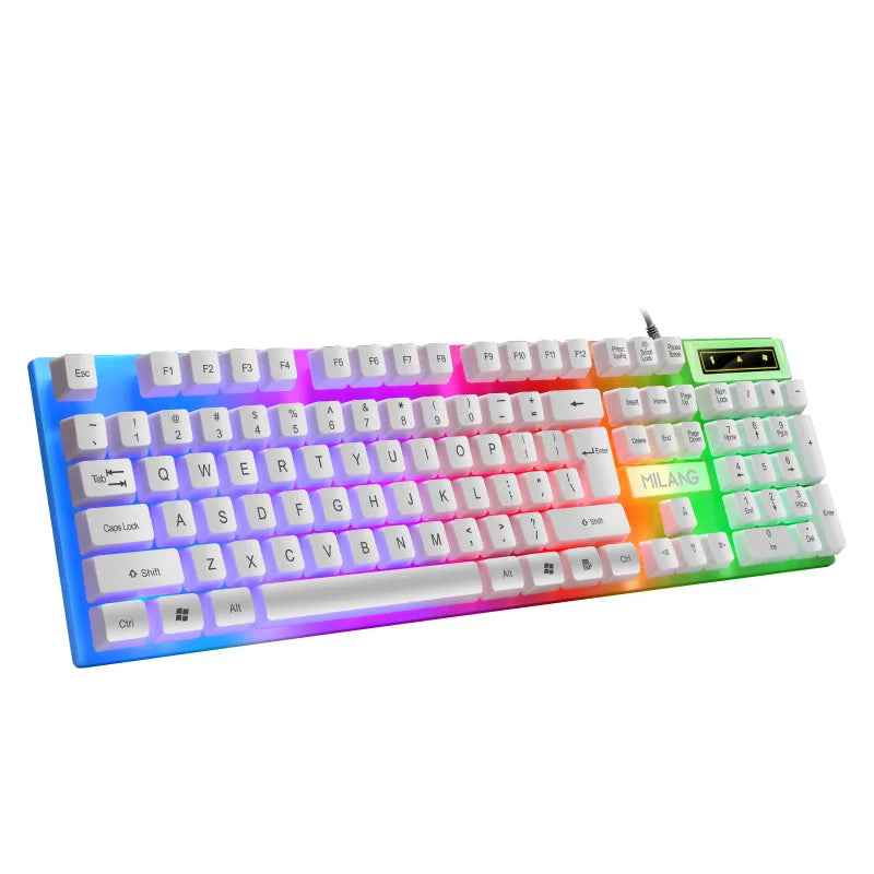 Gaming Keyboard Wired Keyboard Mechanical Keyboard 104 Keys Floating Button Rainbow Backlight Keyboard for Laptop PC Accessories