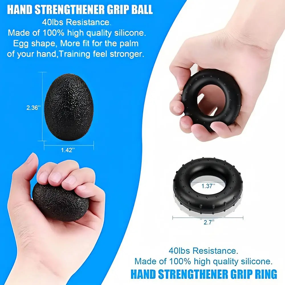 Grip Strength Trainer 6 Pack Forearm Strengthener Finger Stretcher Finger Exerciser Hand Gripper Strength Ring & Stress Ball