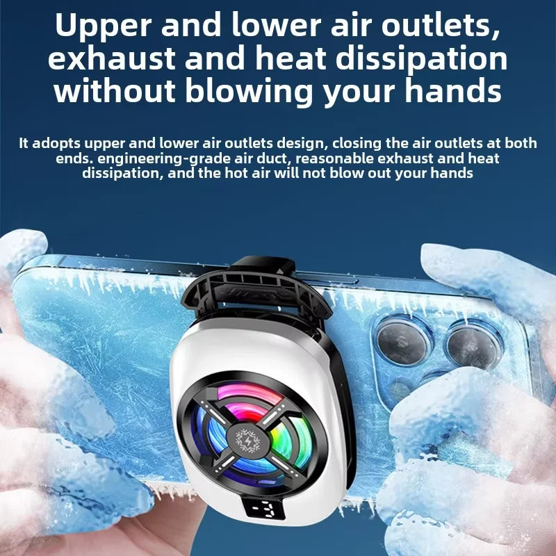 Mobile Phone Backclip Heat Sink Semiconductor Digital Display Cooling Radiator Live Streaming Artifact Game Cooler For Iphone 16