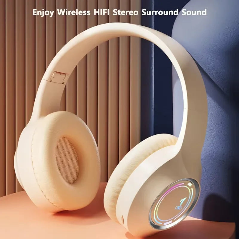 M3 Light-emitting Bluetooth Headset Folding Led Card Wireless Headset Type-C Charging Multi-scene Use Game Office