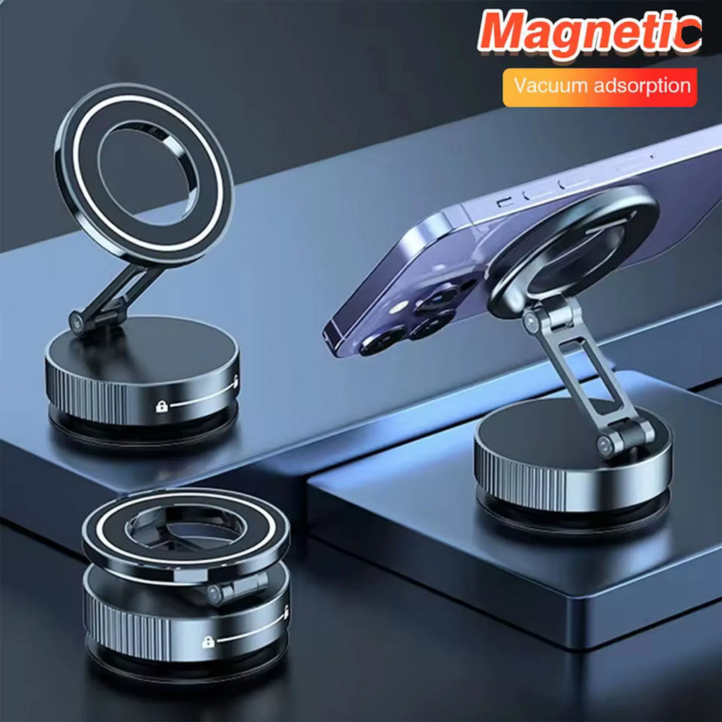 Super Strong Vacuum Suction Cup Magnetic Phone Holder 360° Rotatable Adjustable Foldable Car Phone Stand
