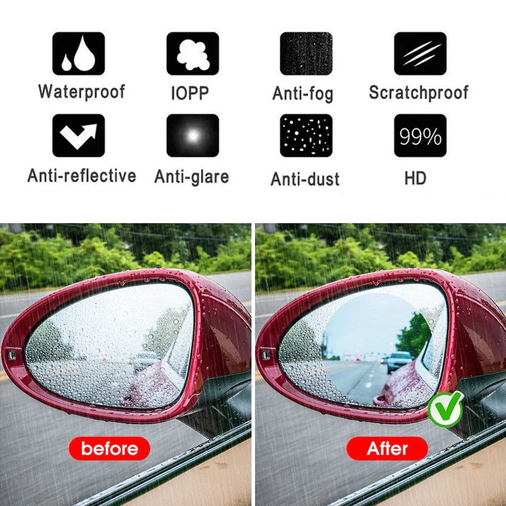 Car Rainproof Film Auto Rearview Mirror Rainproof Anti Fog Film Car Window Clear Film Windproof Protective for Motorcycle Mirror