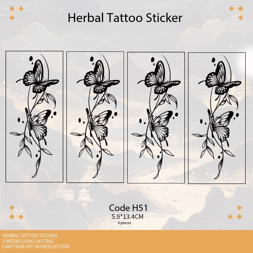 Butterfly Herbal Juice Tattoo Sticker Waterproof Anti-Rub Long-lasting Women's High Sense Fashion Fried Street Delicate Pattern Waist
